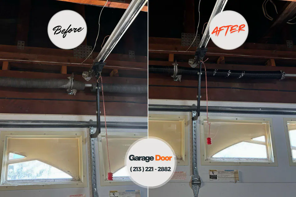 Before and after: garage door repair Roland, OK